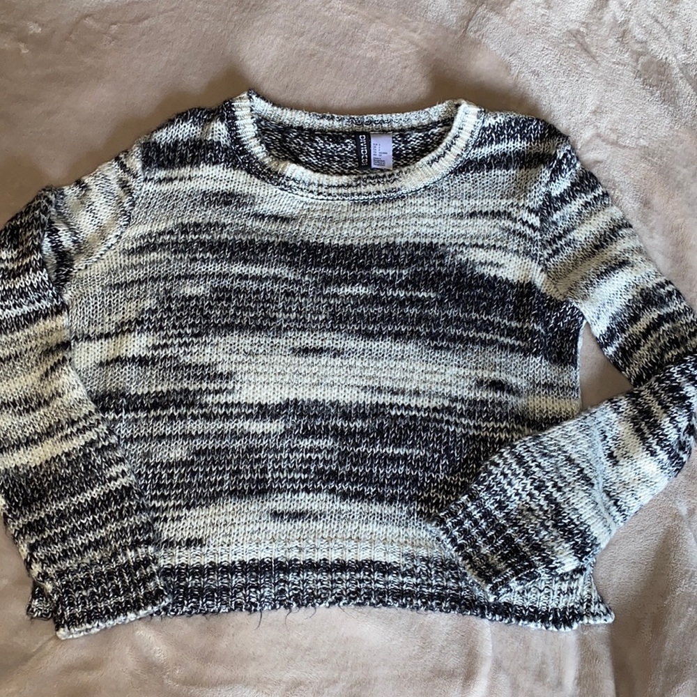 Black and white cropped sweater.